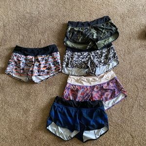 5 pair of Lululemon speed up shorts 4x2.5” , 1x4”